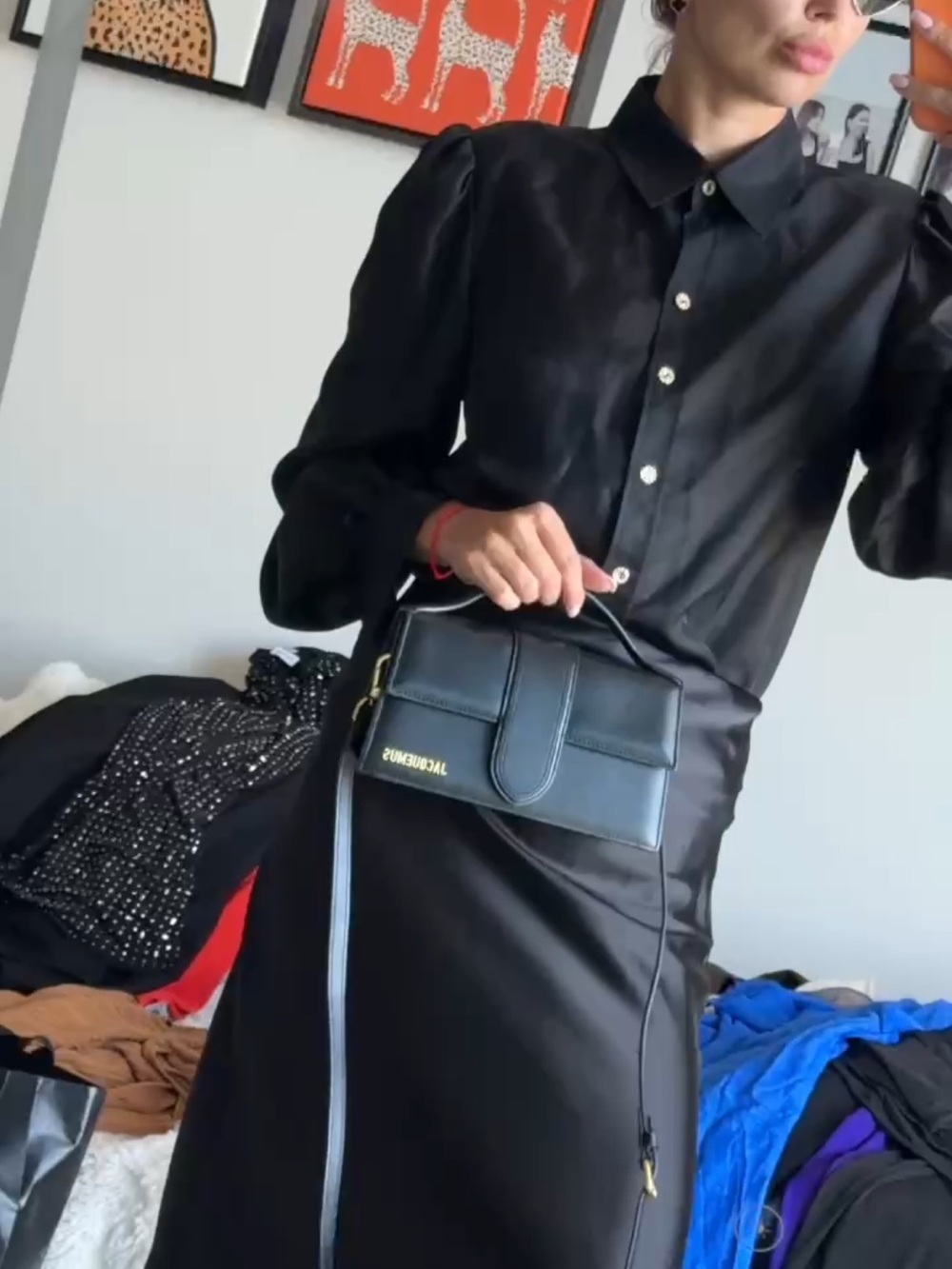Jacquemus Black Leather Top-Handle Shoulder Bag